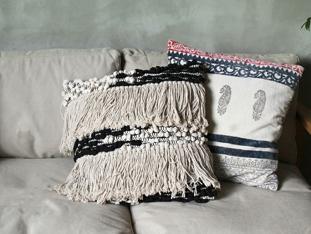 Macrame cushion cover long hair