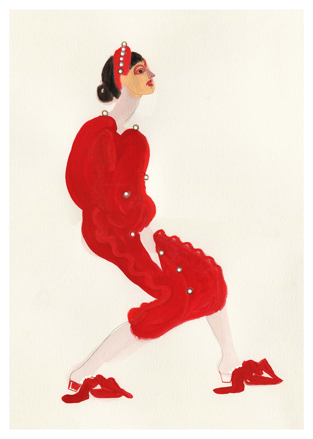 Red With Pearls|ART POSTER