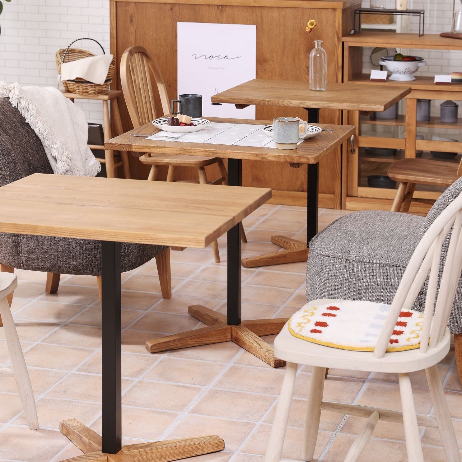 北欧 カフェテーブル タイル ナチュラル