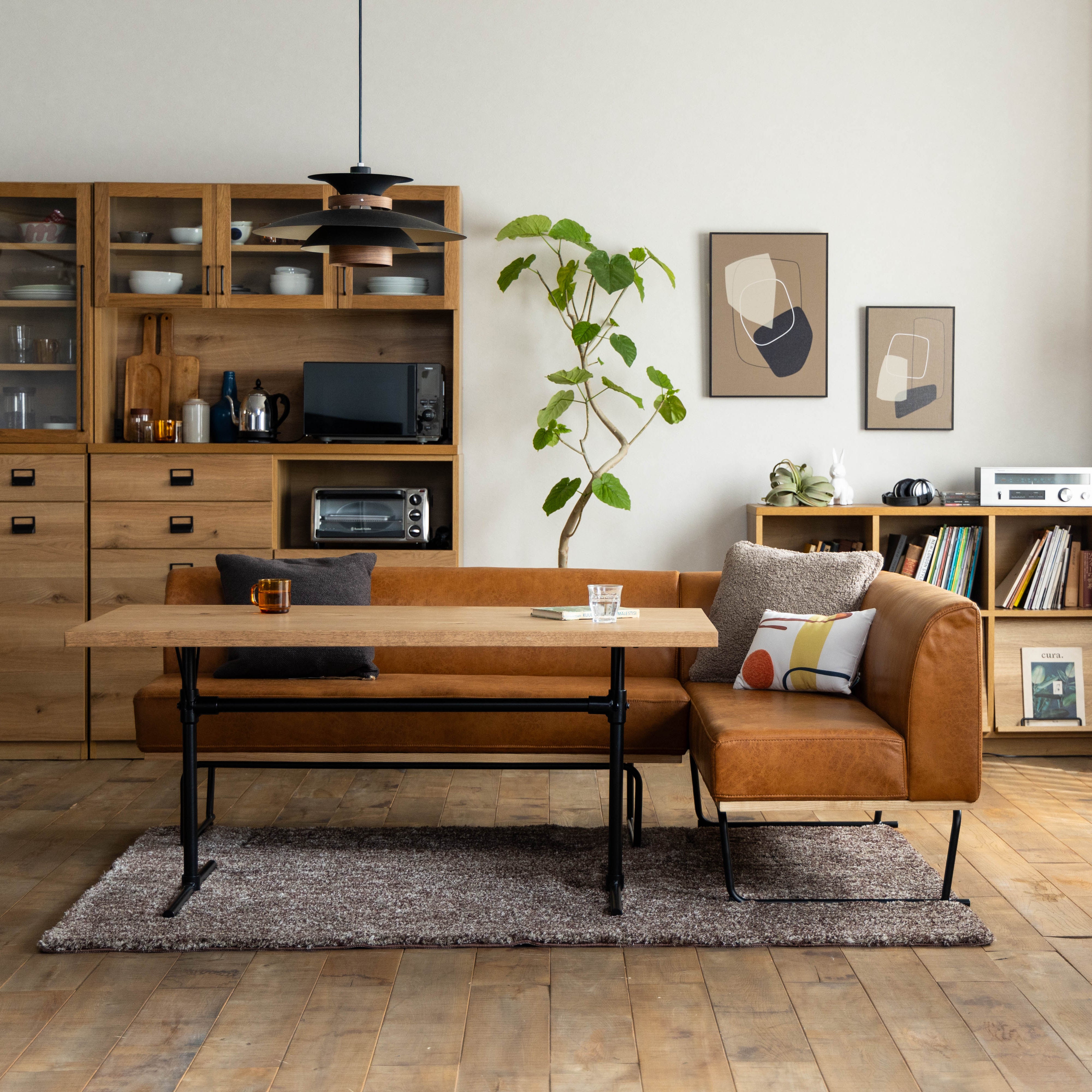 ヴィンテージ カフェ LDソファ(キャメル)