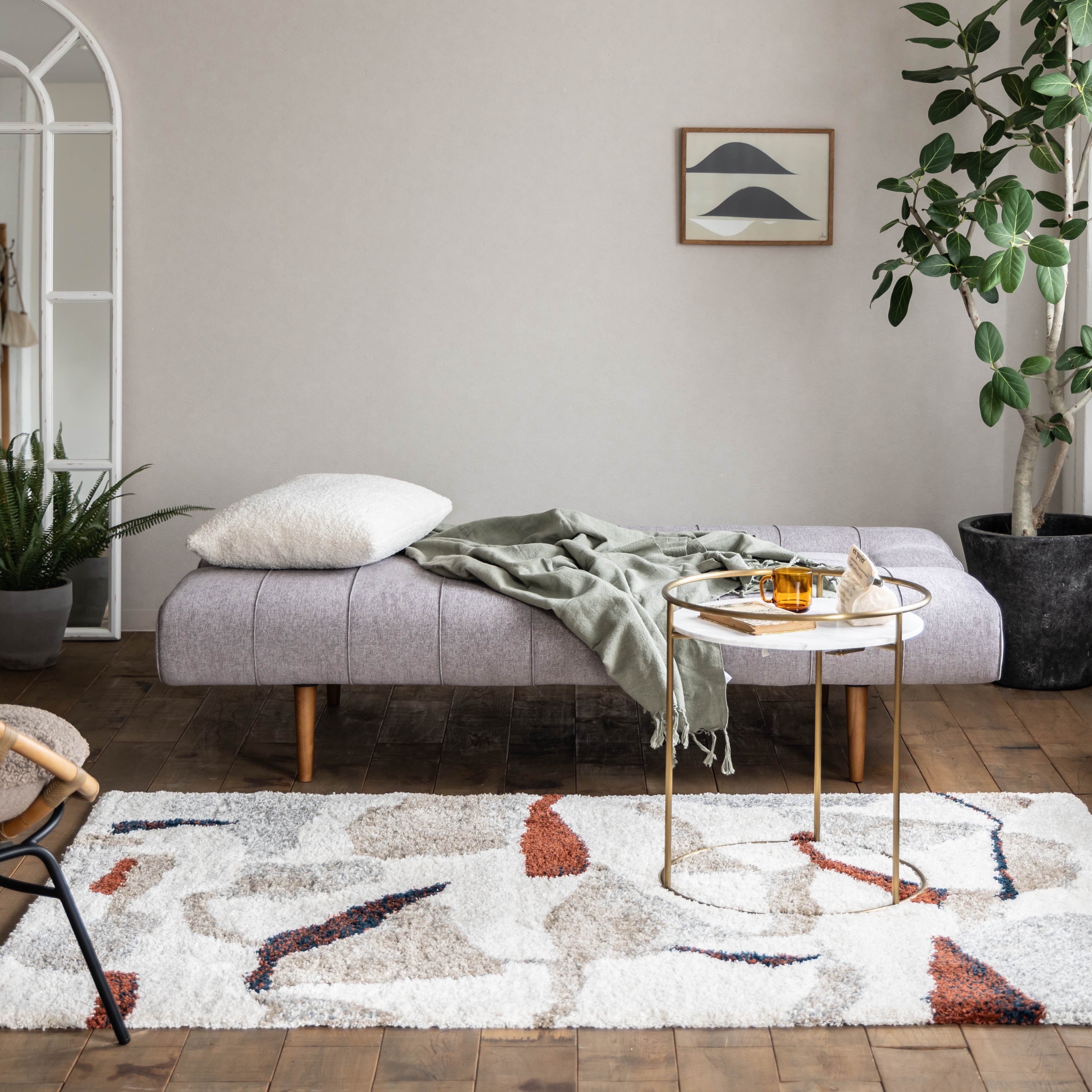 北欧モダン ソファベッド グレー