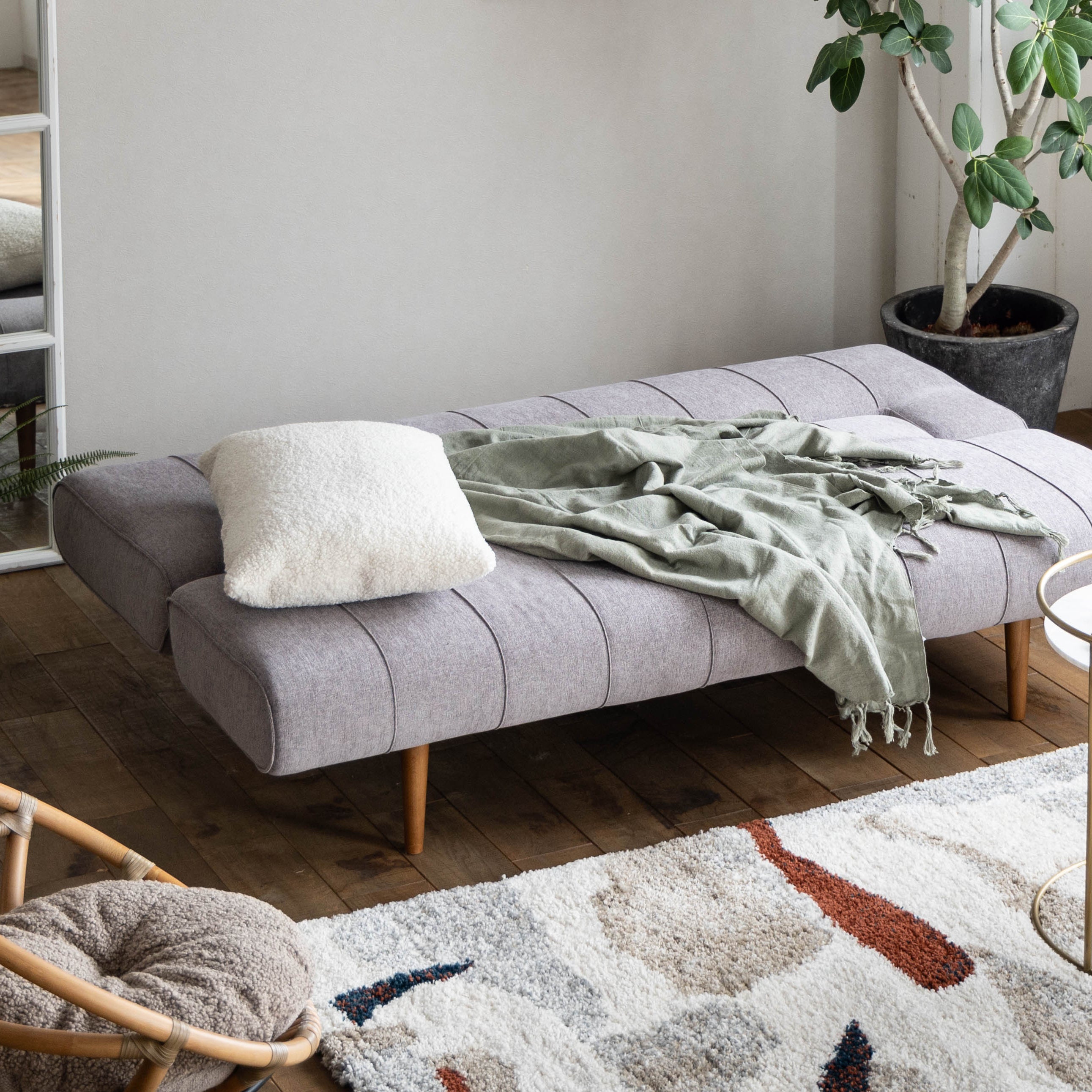北欧モダン ソファベッド グレー