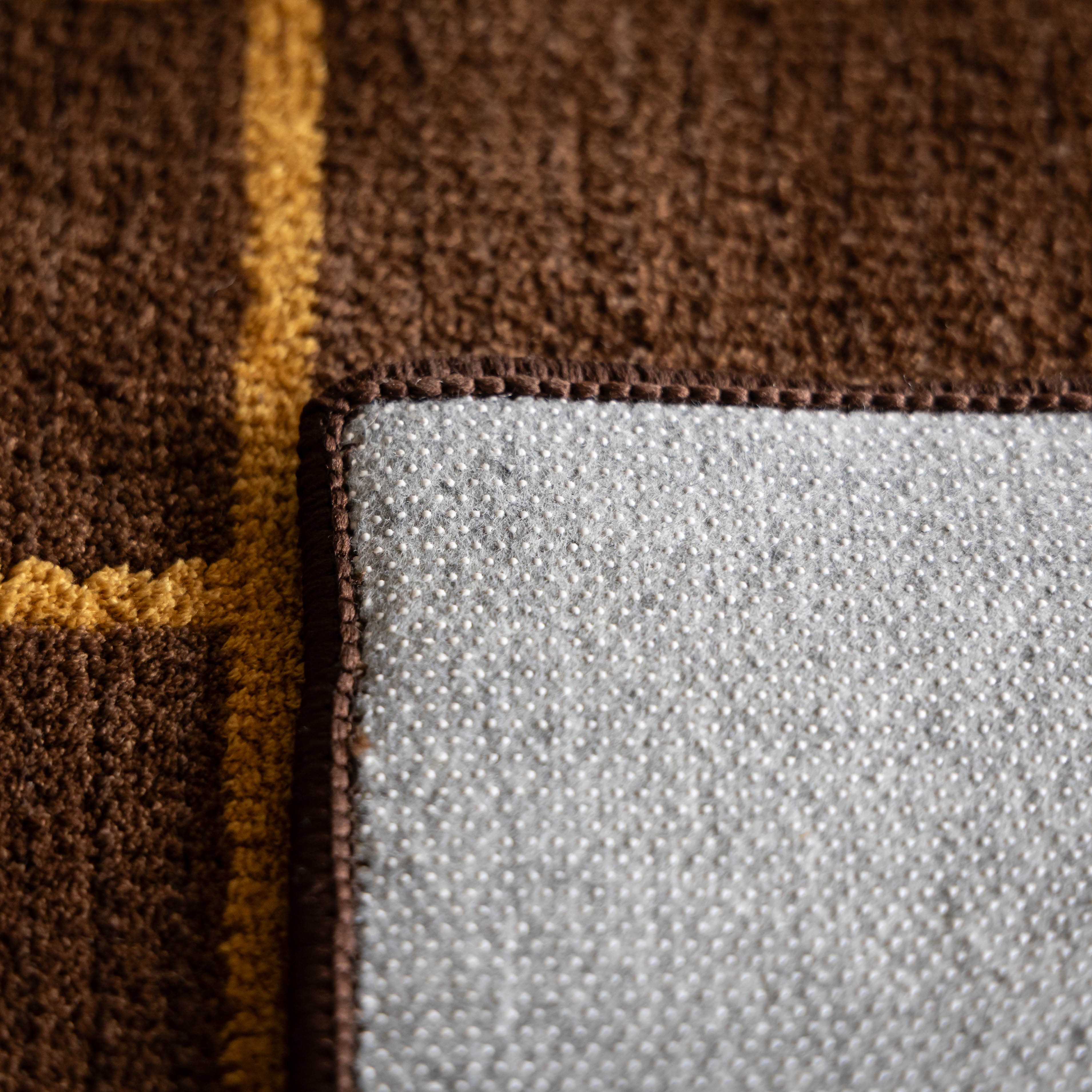 シンプルなグラフチェックのラグ ブラウン