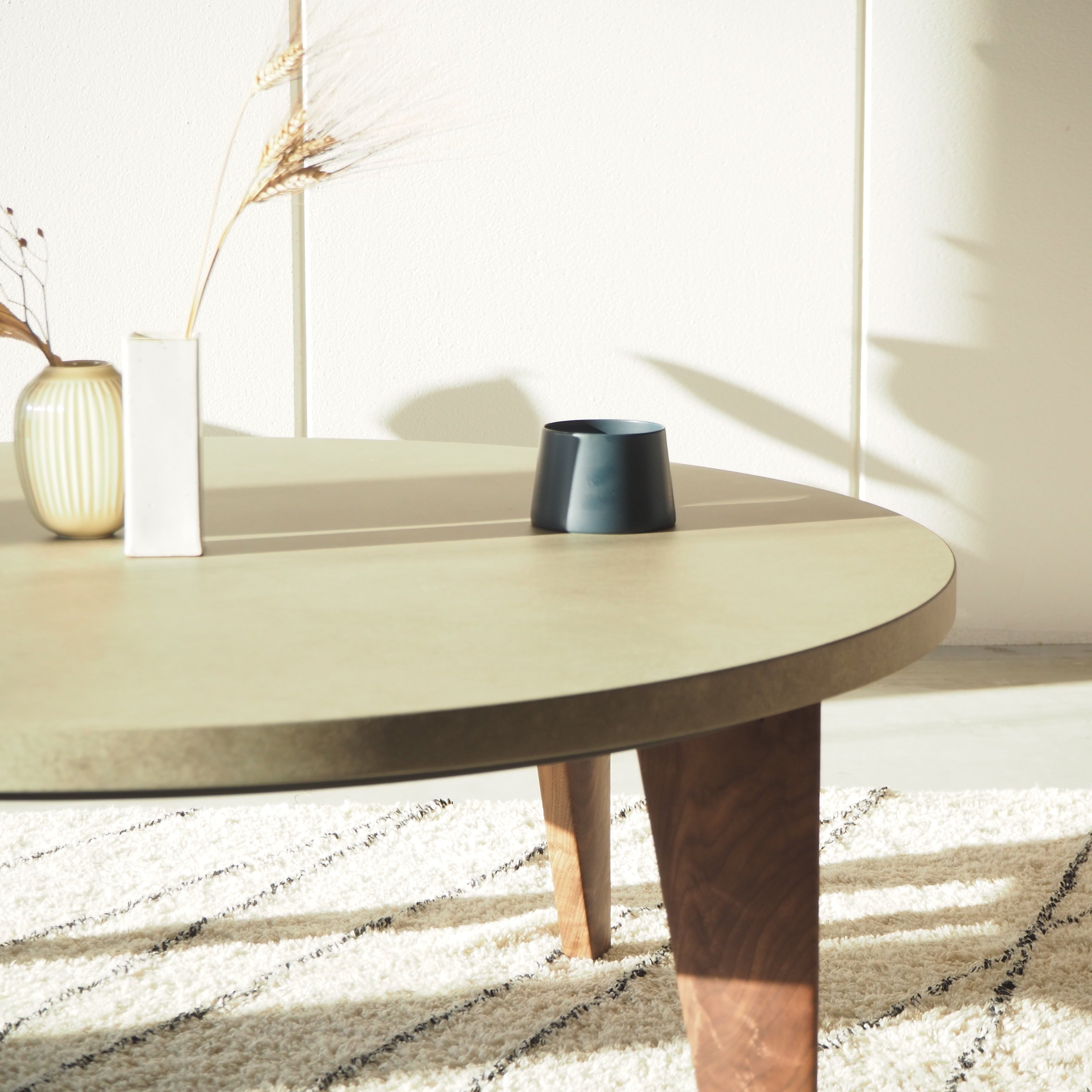 こたつテーブル ラウンド モダン モルタル調 ウォールナット