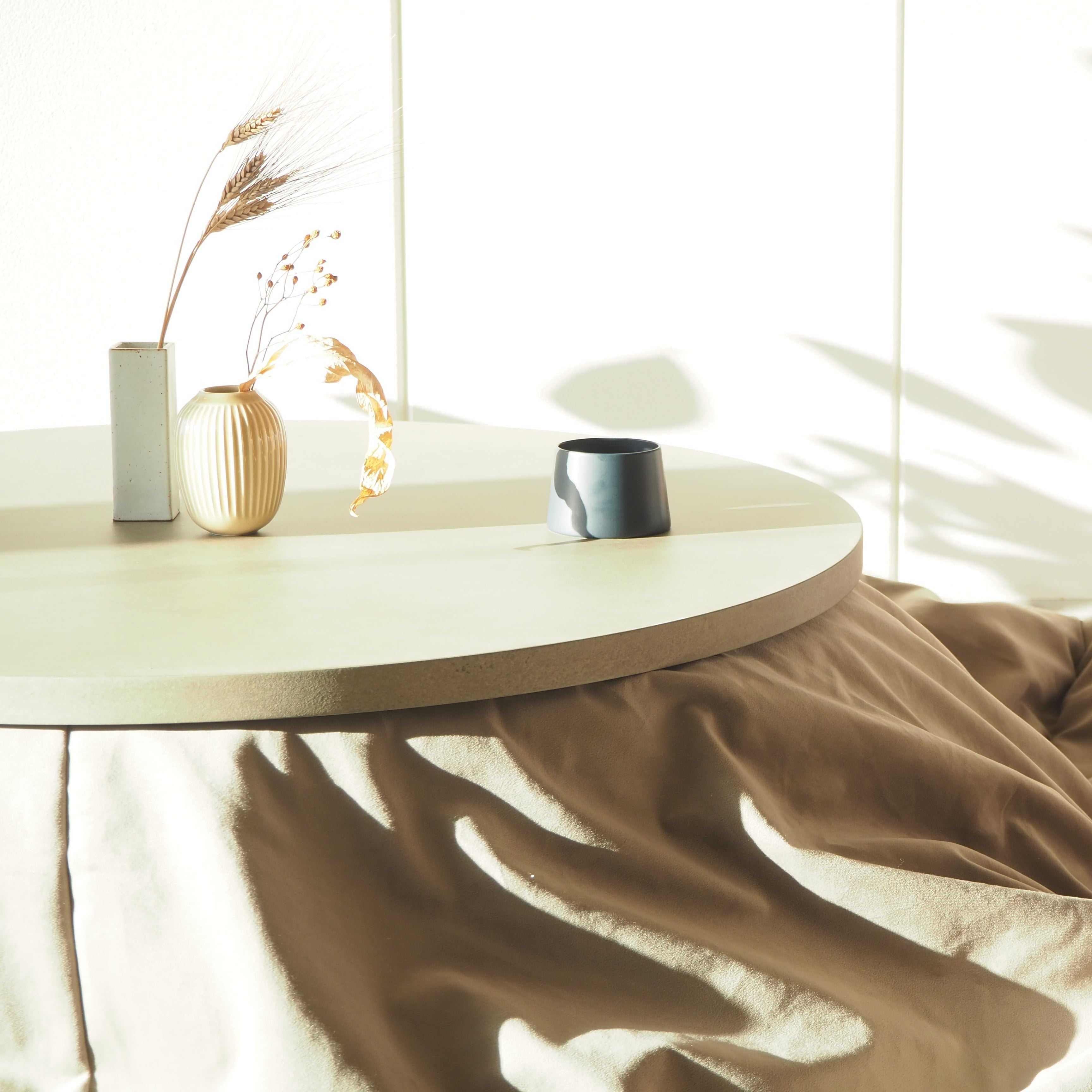 こたつテーブル ラウンド モダン モルタル調 ウォールナット