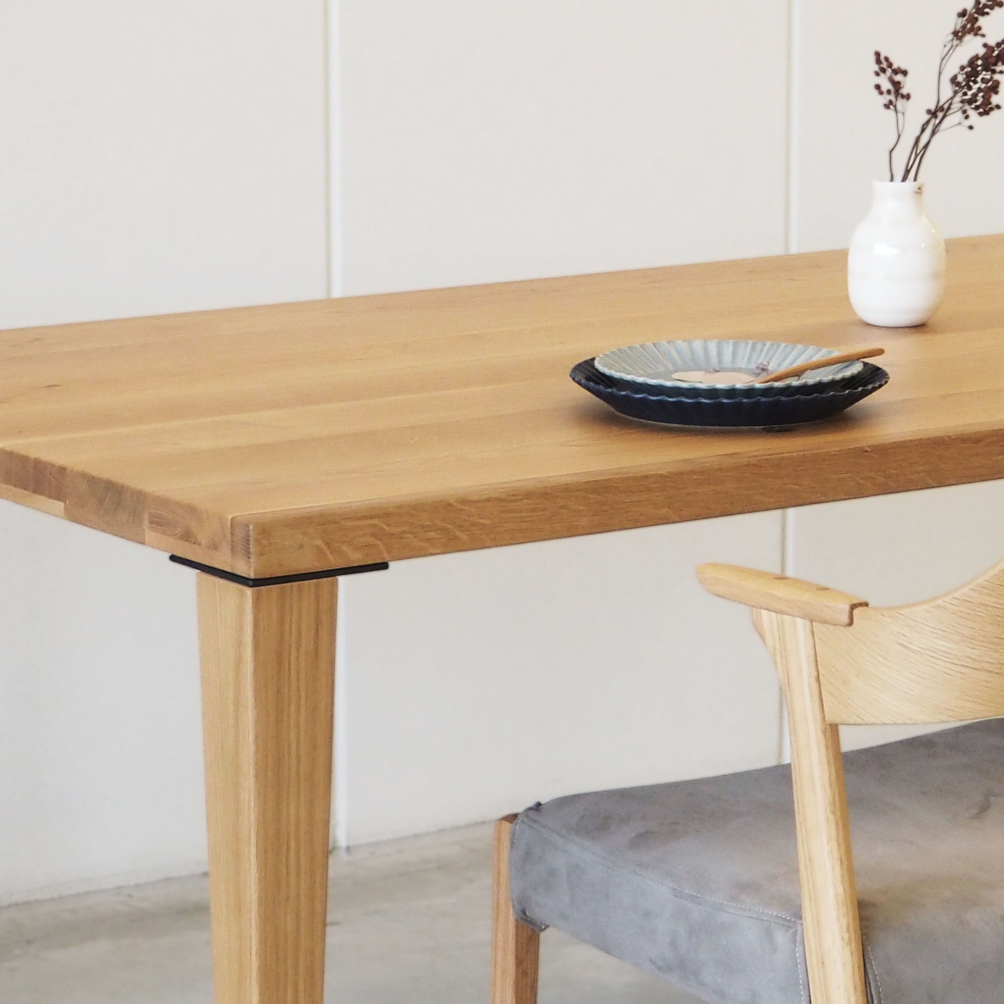 ナチュラル オーク無垢 ダイニングテーブル 1800