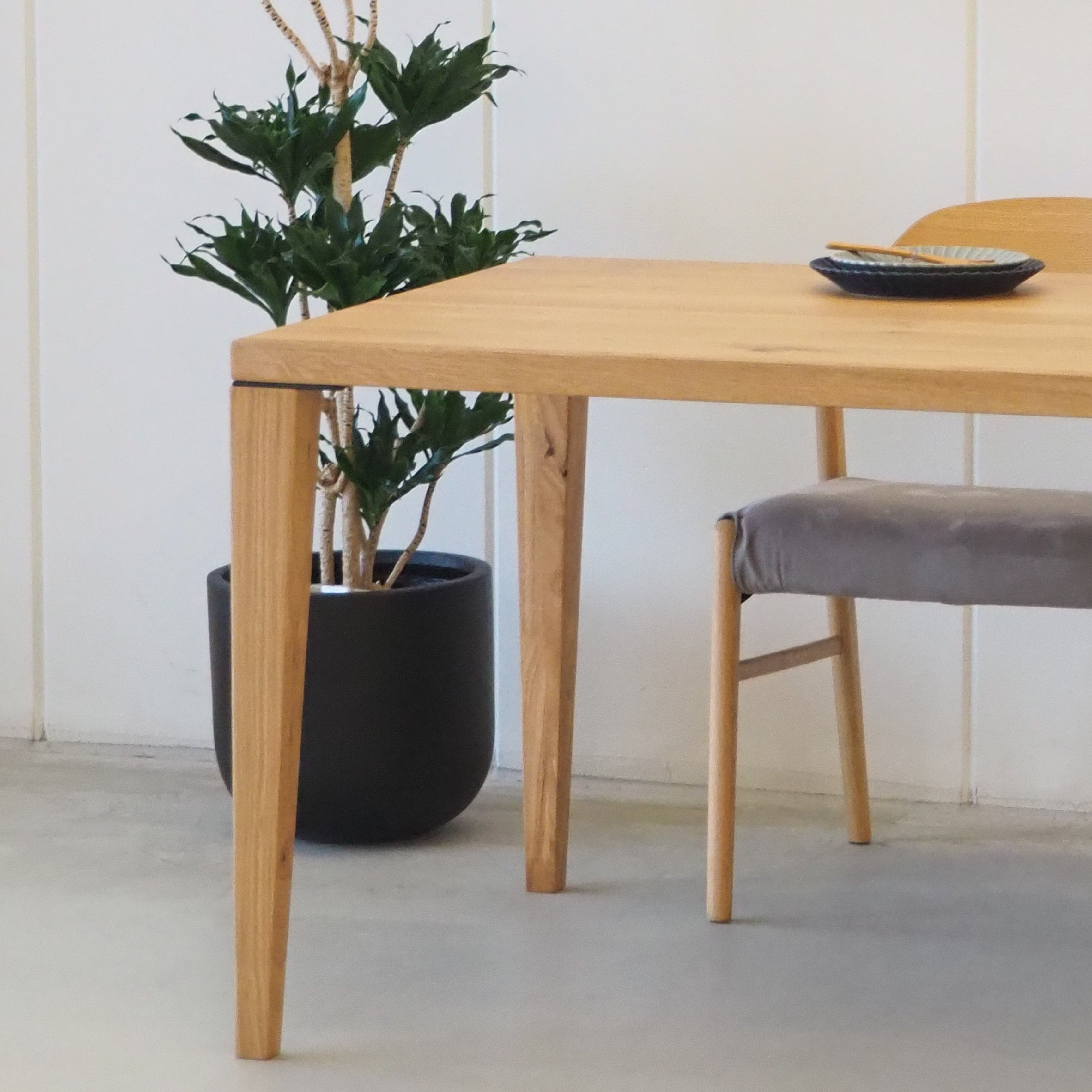 ナチュラル オーク無垢 ダイニングテーブル 1800