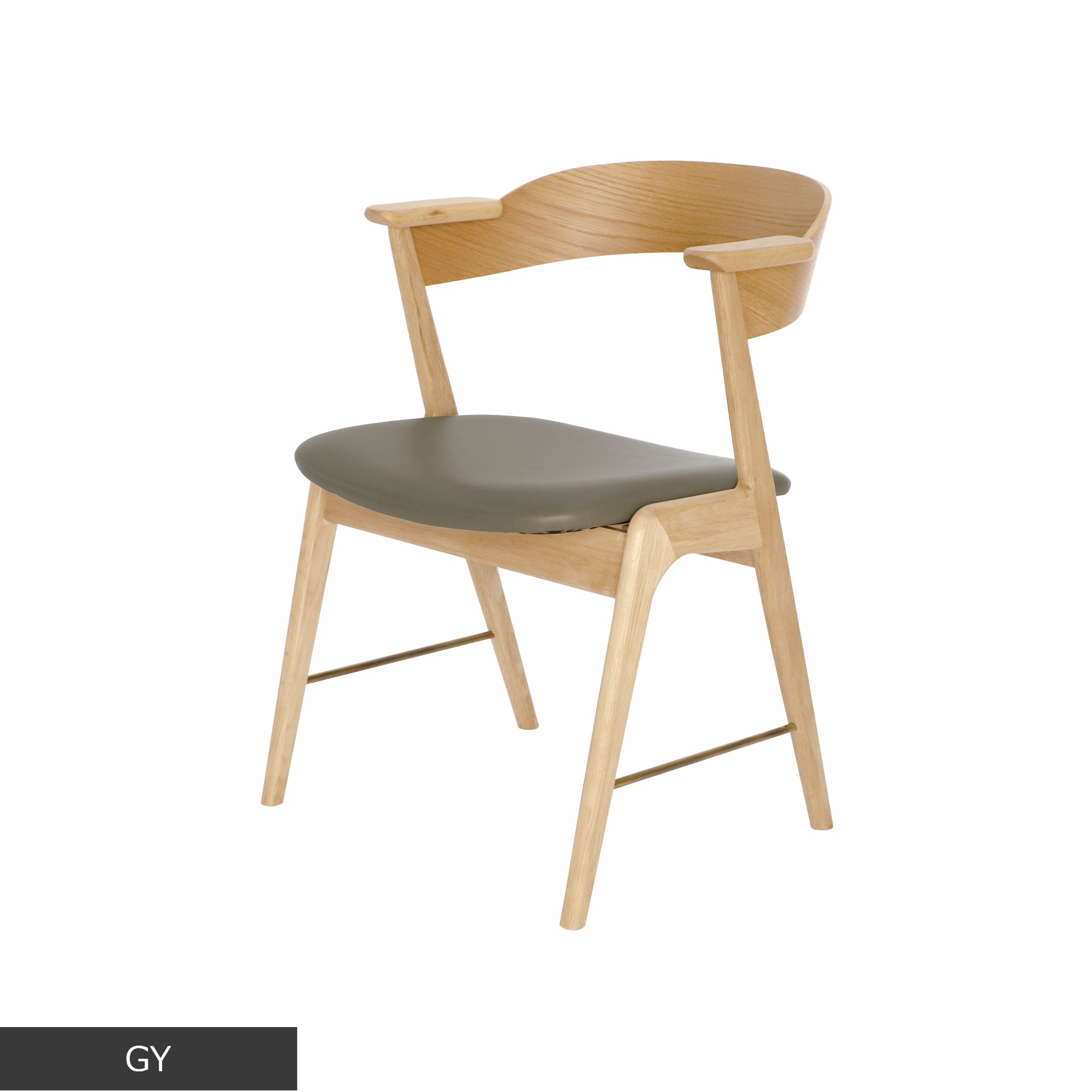 danis short arm chair wood x brass NT