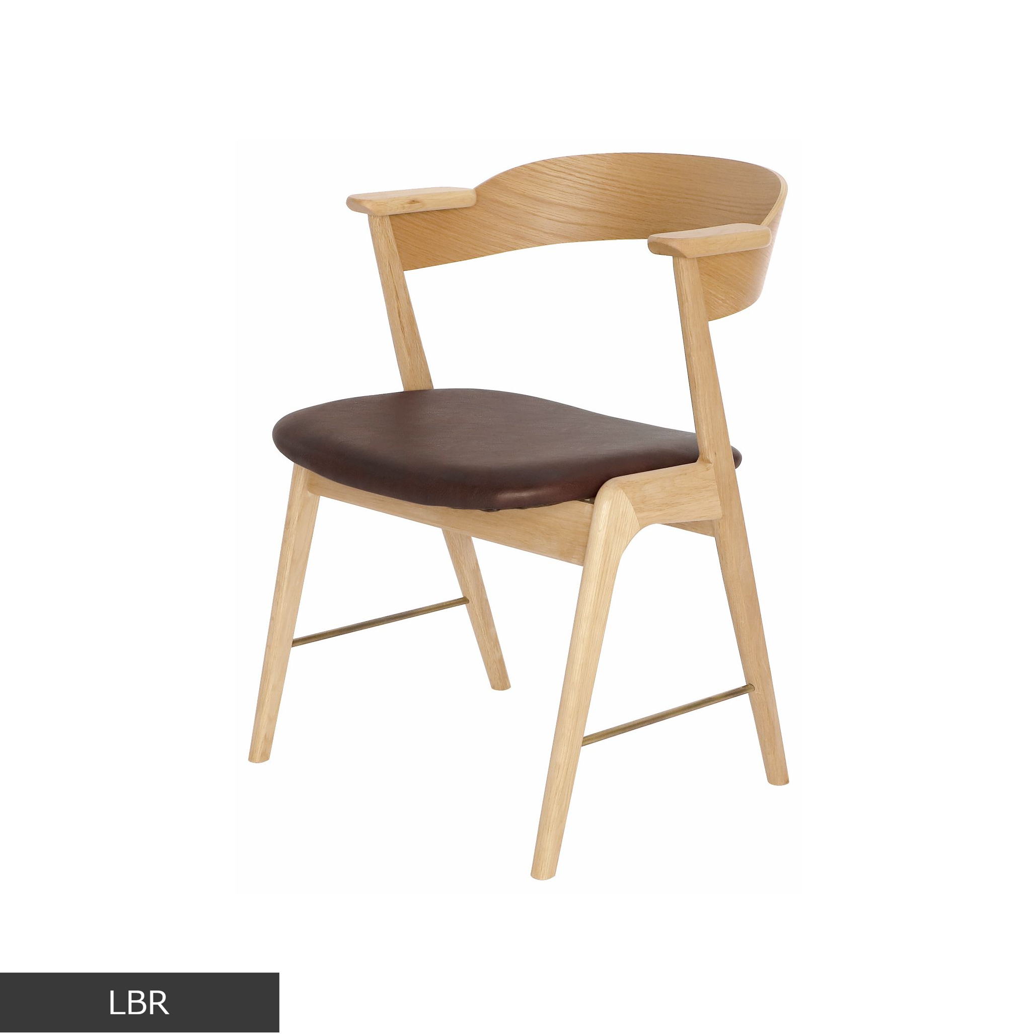 danis short arm chair wood x brass NT
