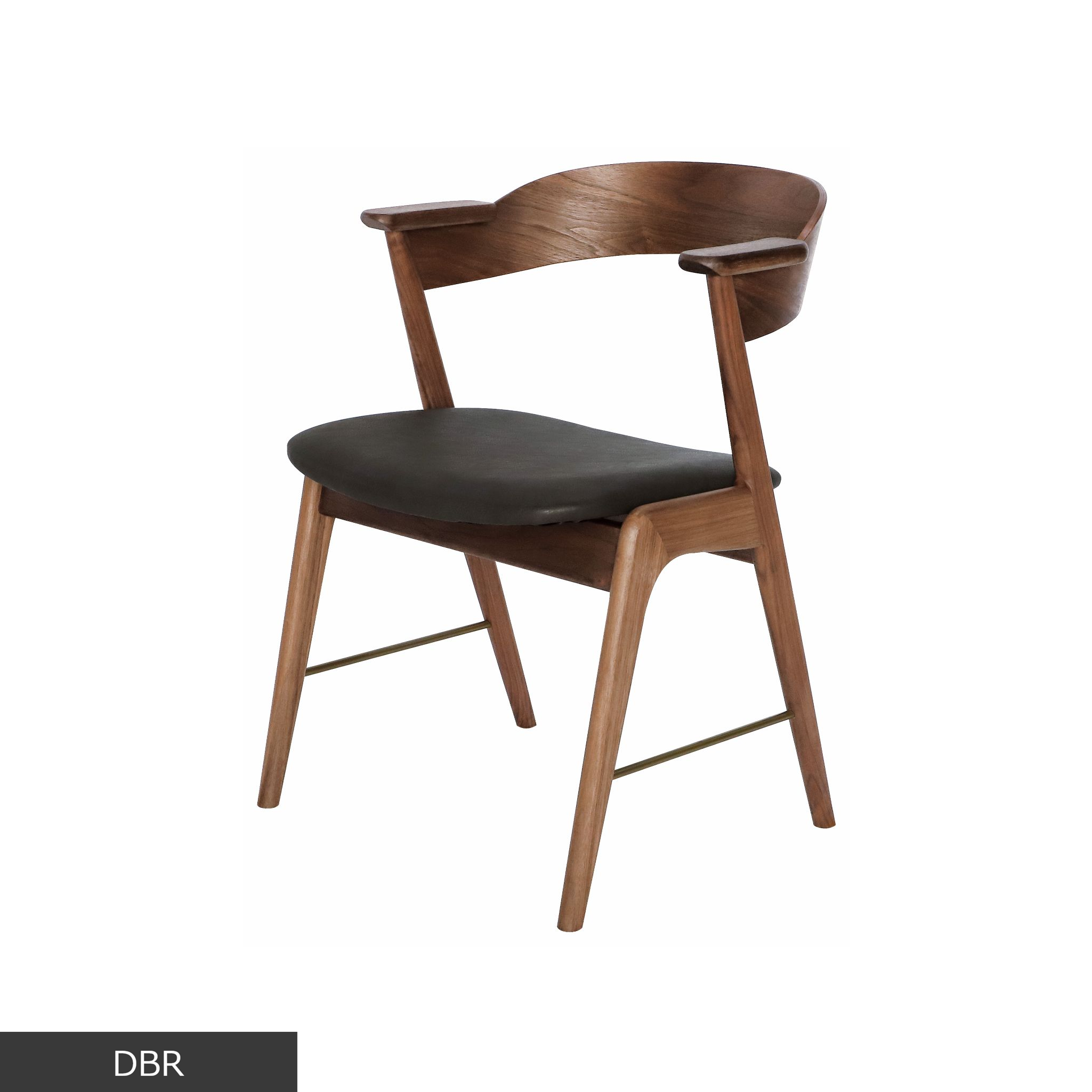 danis short arm chair wood x brass WN