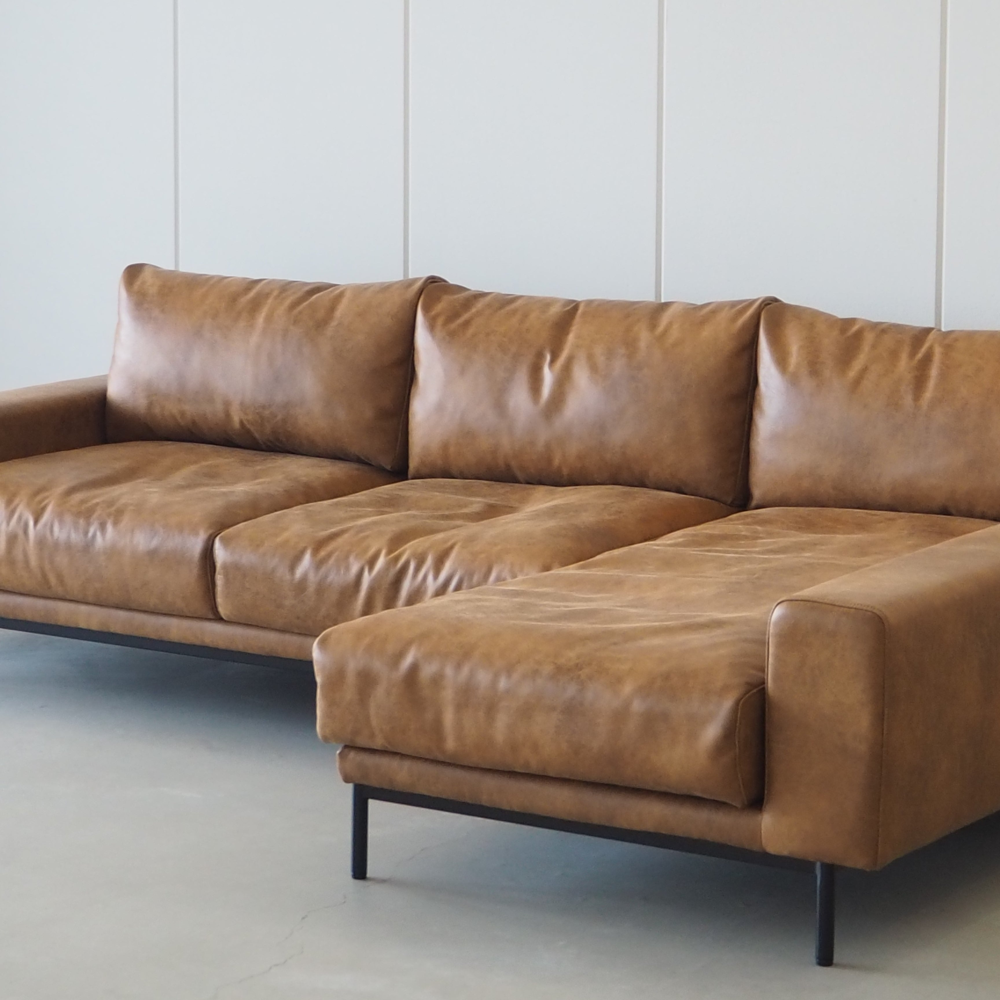 ヴィンテージ カウチソファ レザーテックス ブラウン