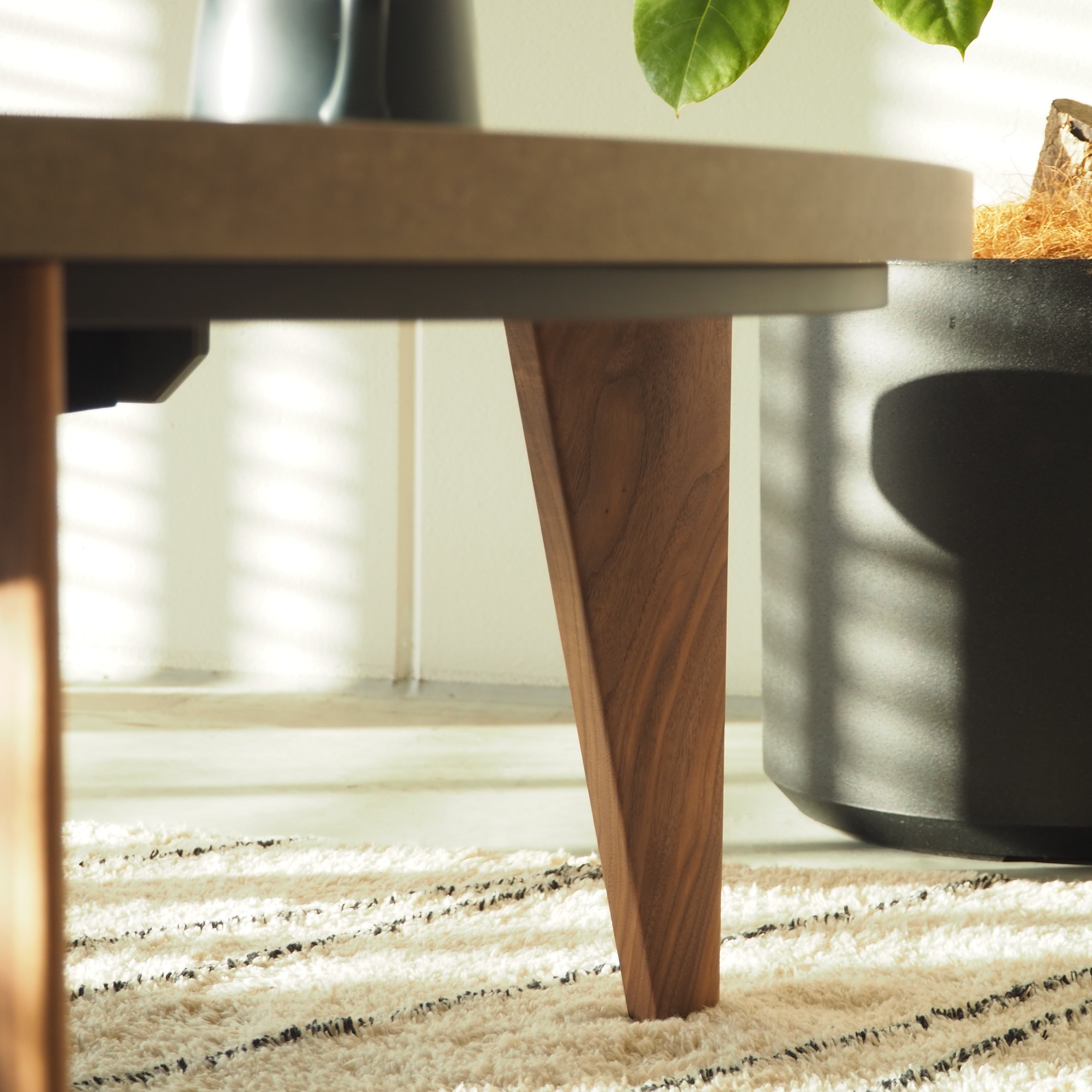 こたつテーブル ラウンド モダン モルタル調 ウォールナット