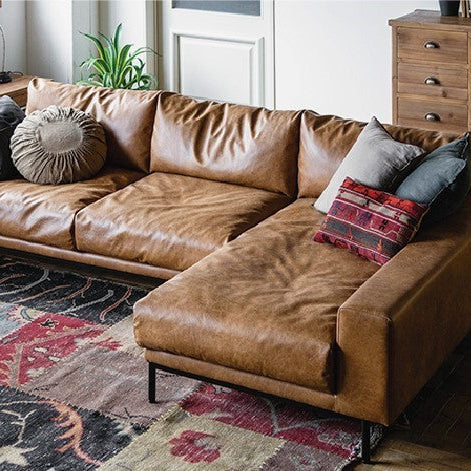 ヴィンテージ カウチソファ レザーテックス ブラウン