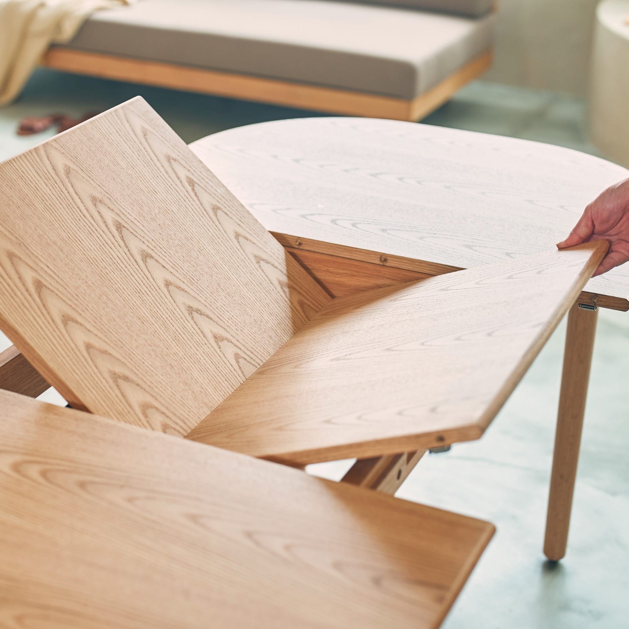 ダイニング 伸長式 エクステンションテーブル オーク