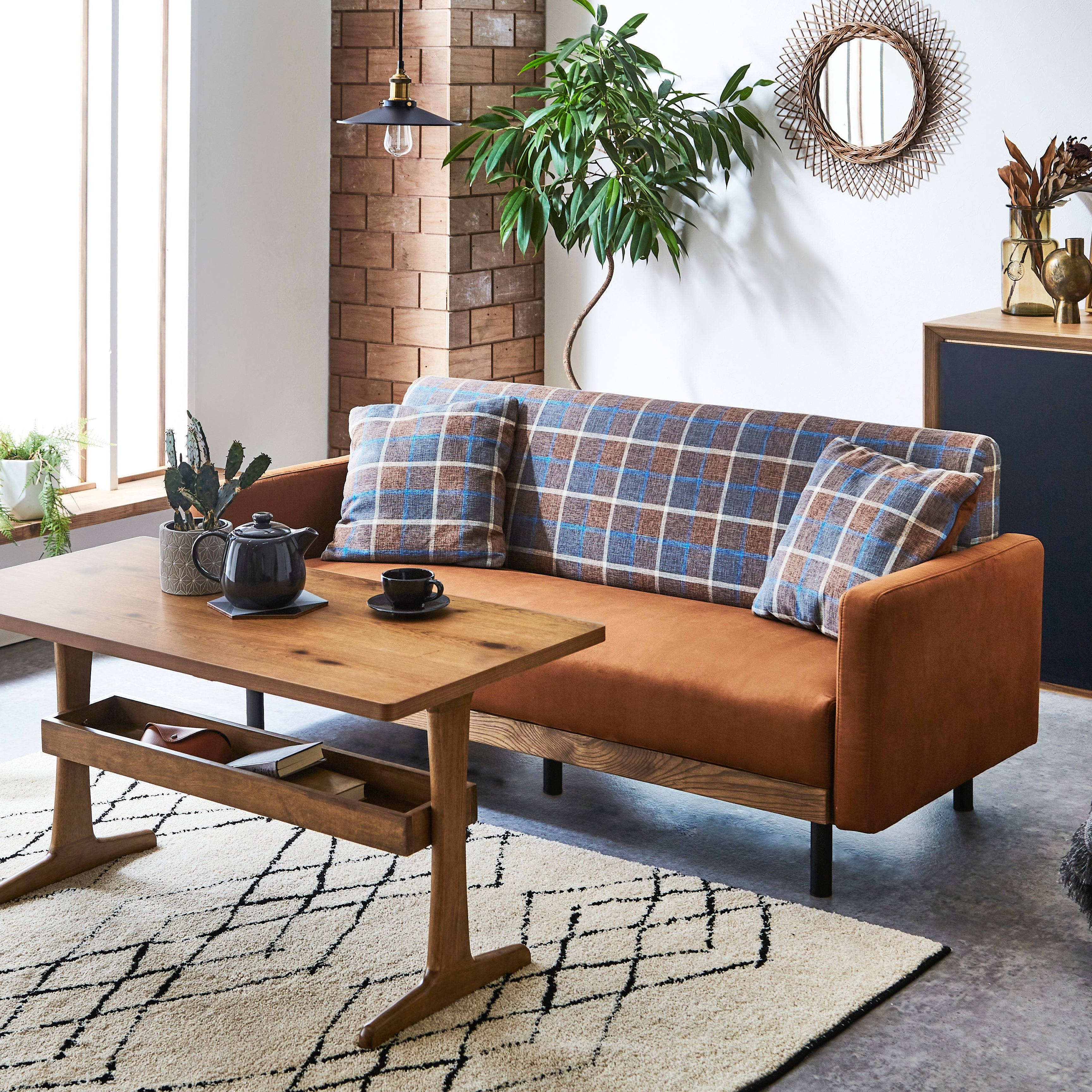 ヴィンテージ ソファ 2人掛け キャメル