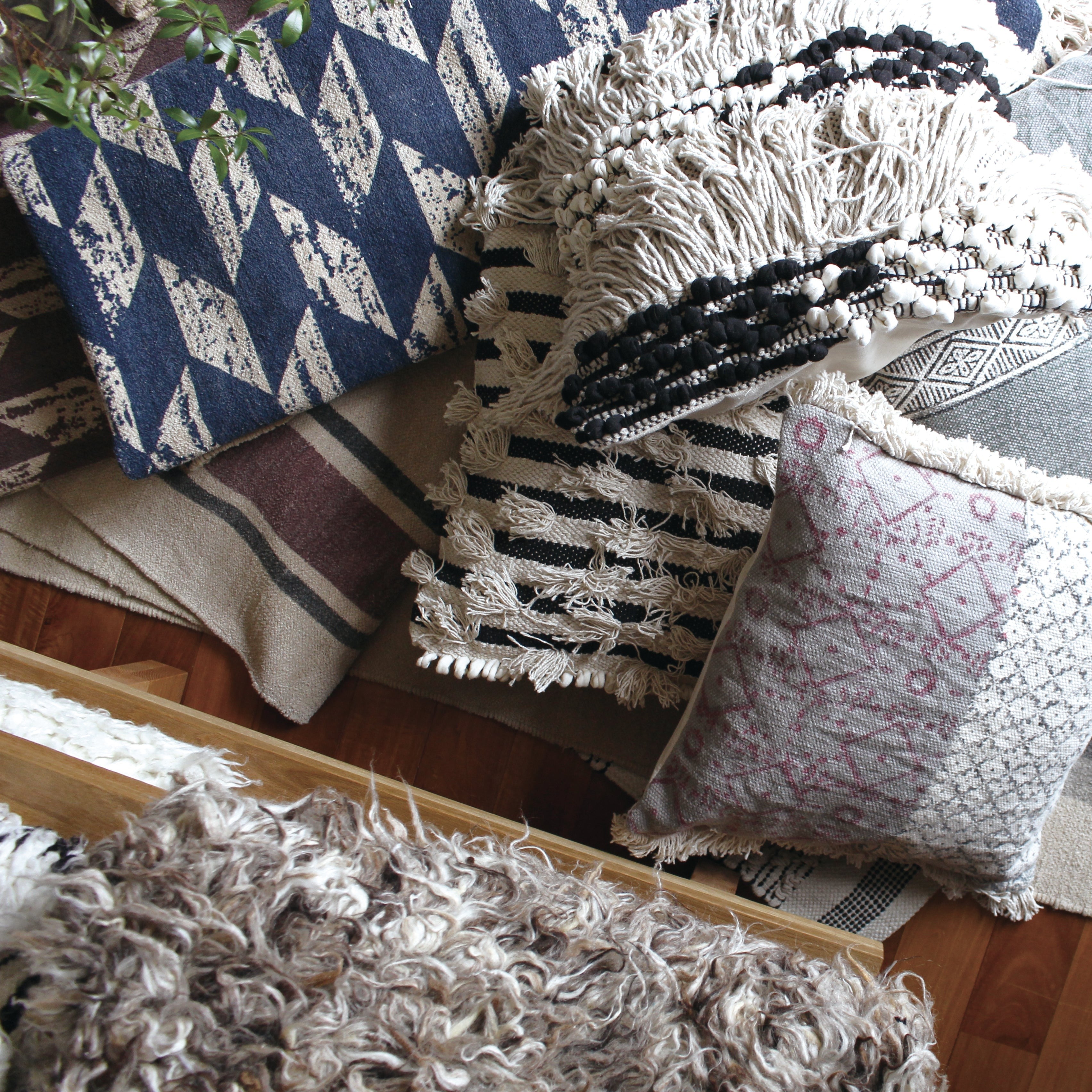 Macrame cushion cover long hair