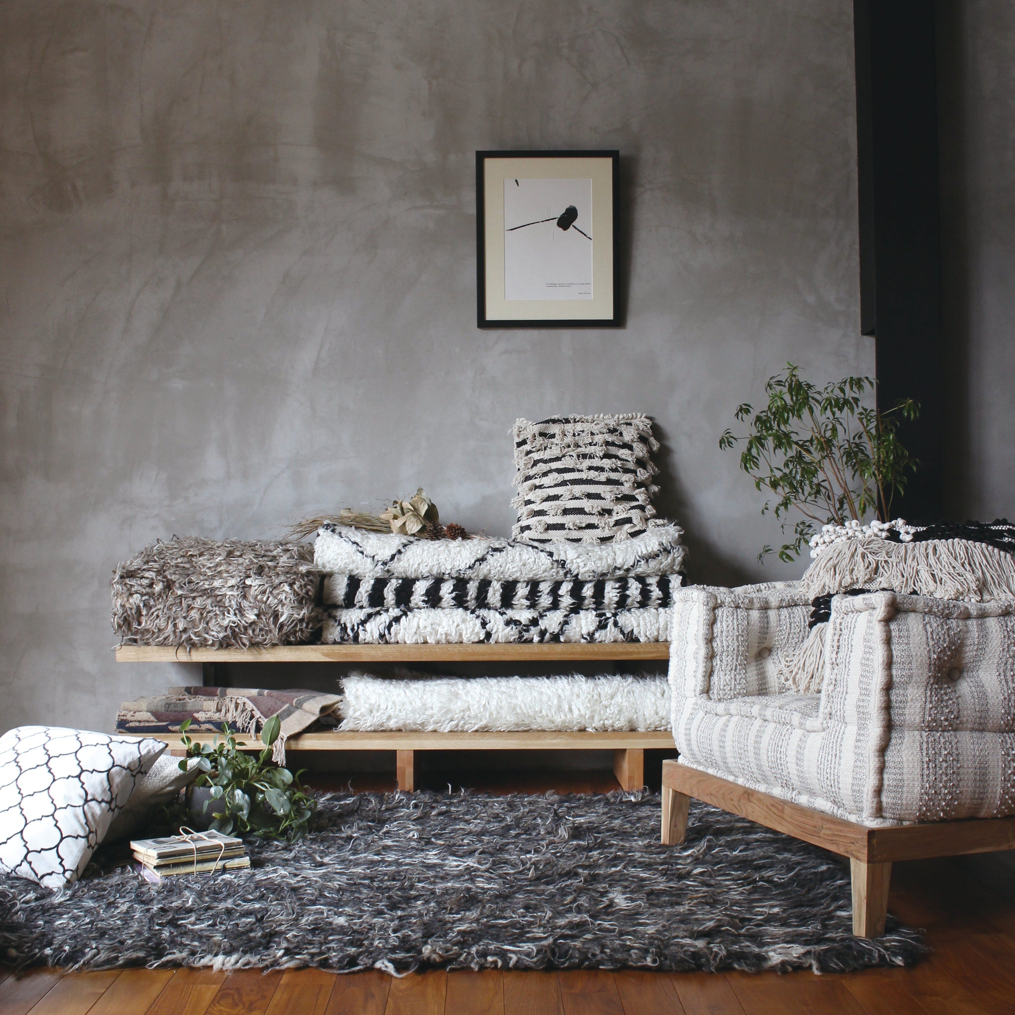 Macrame cushion cover point grass