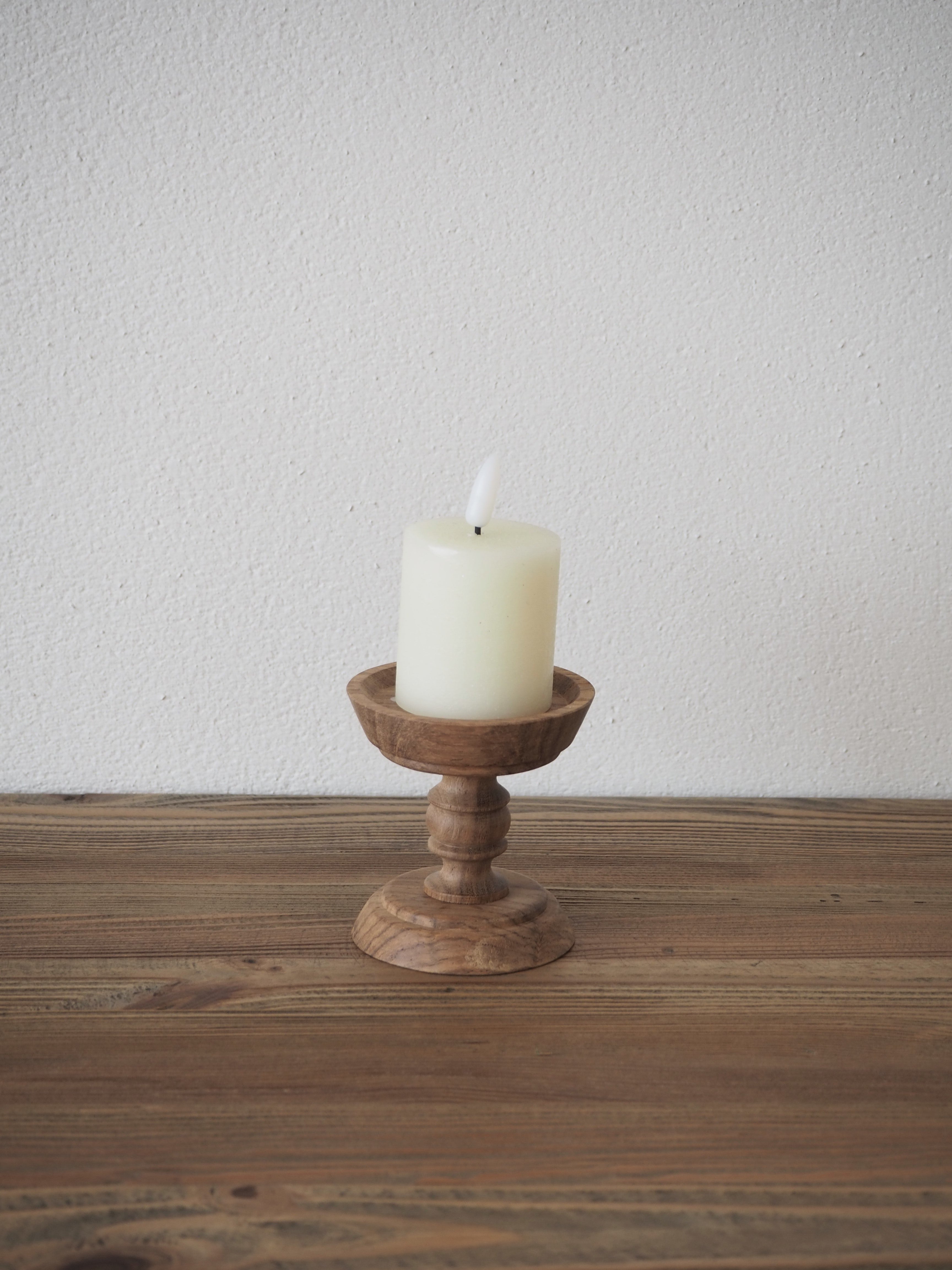 WOOD CANDLE STAND COMPOTE