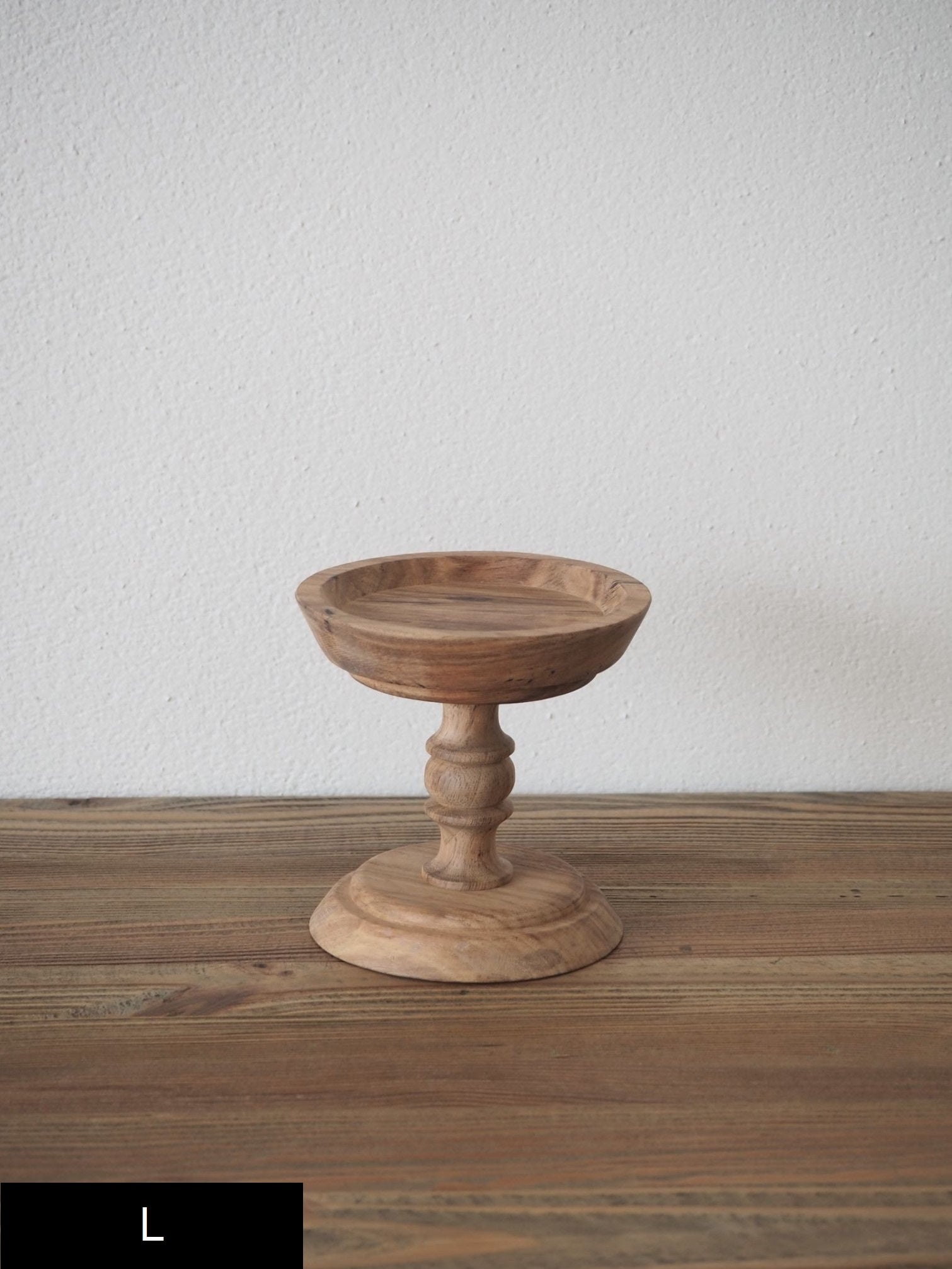 WOOD CANDLE STAND COMPOTE