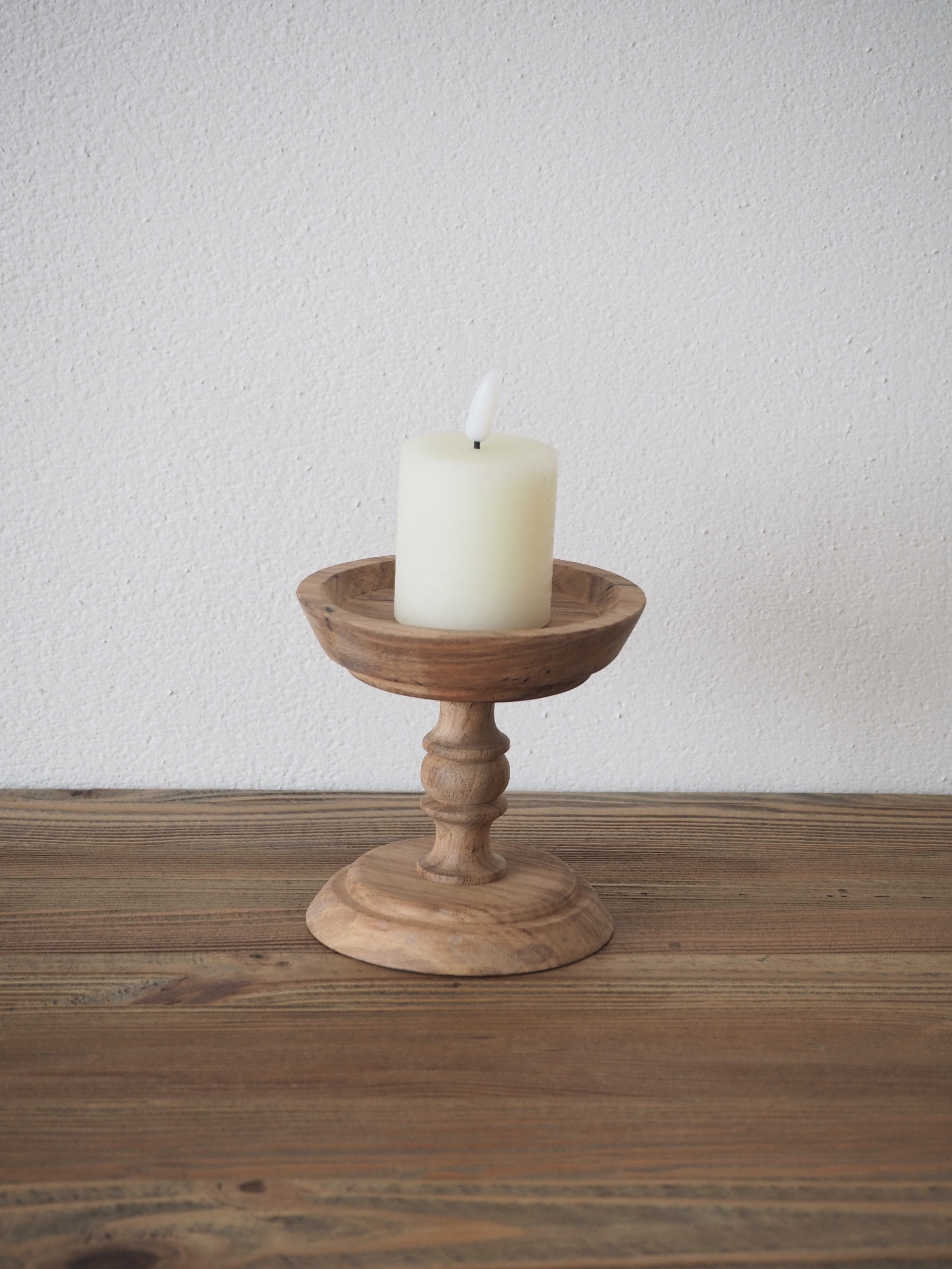 WOOD CANDLE STAND COMPOTE