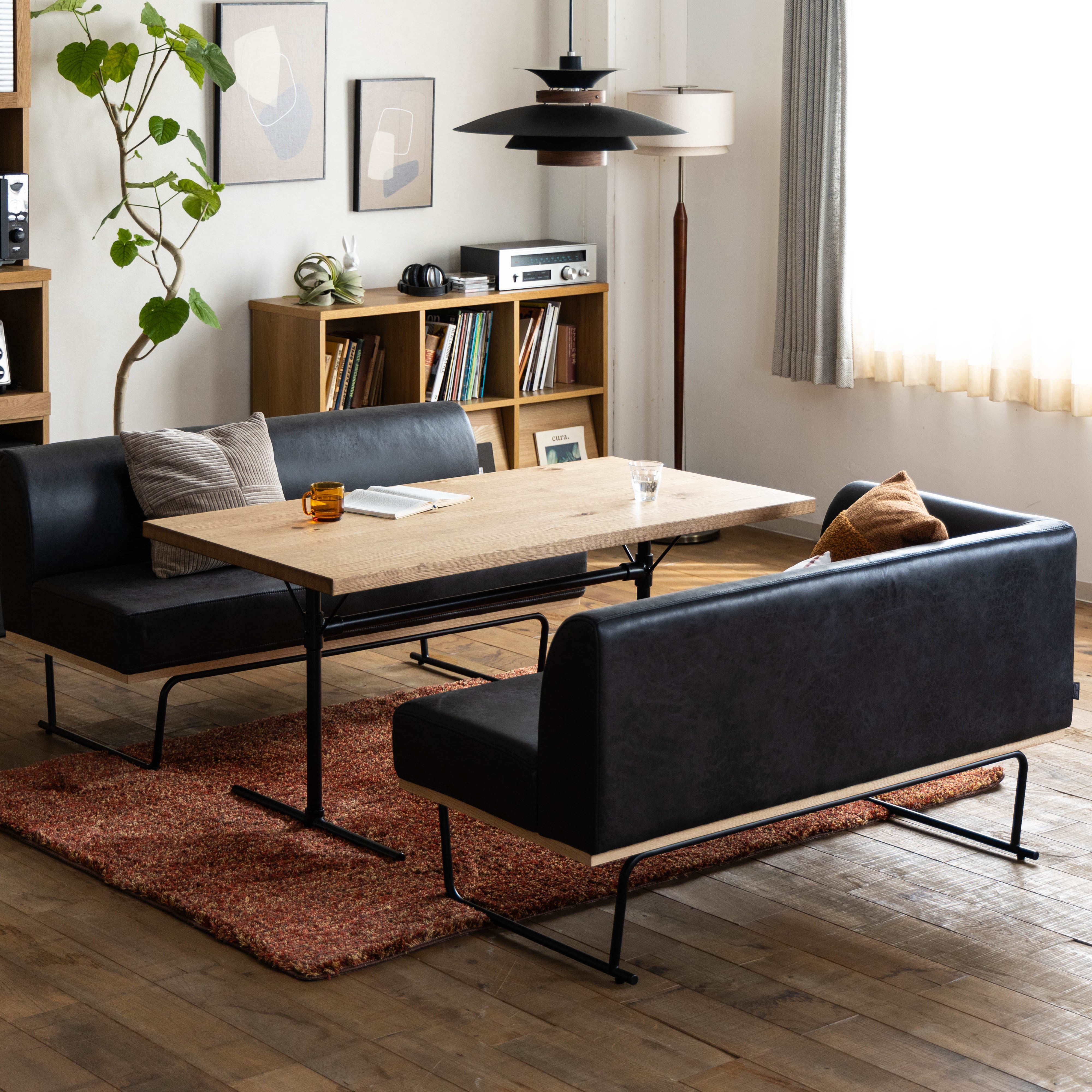 ヴィンテージ カフェ LDソファ(ブラック)