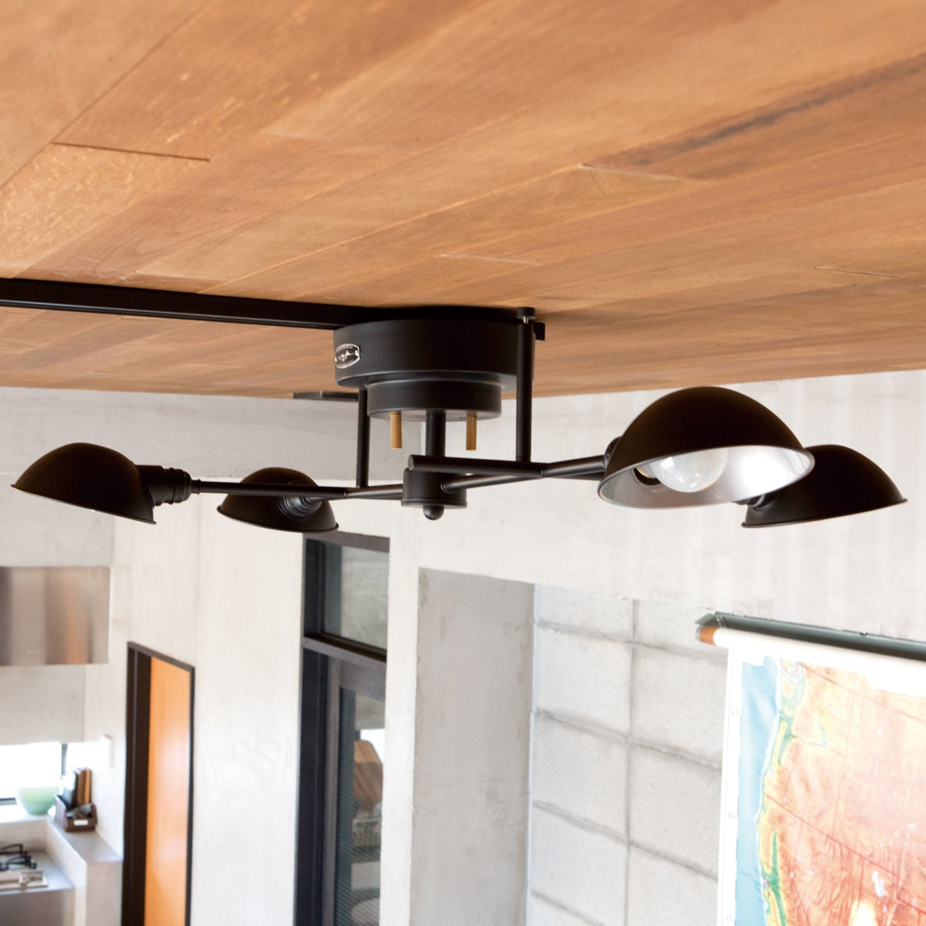インダストリアル シーリングライト 4灯 ブラック