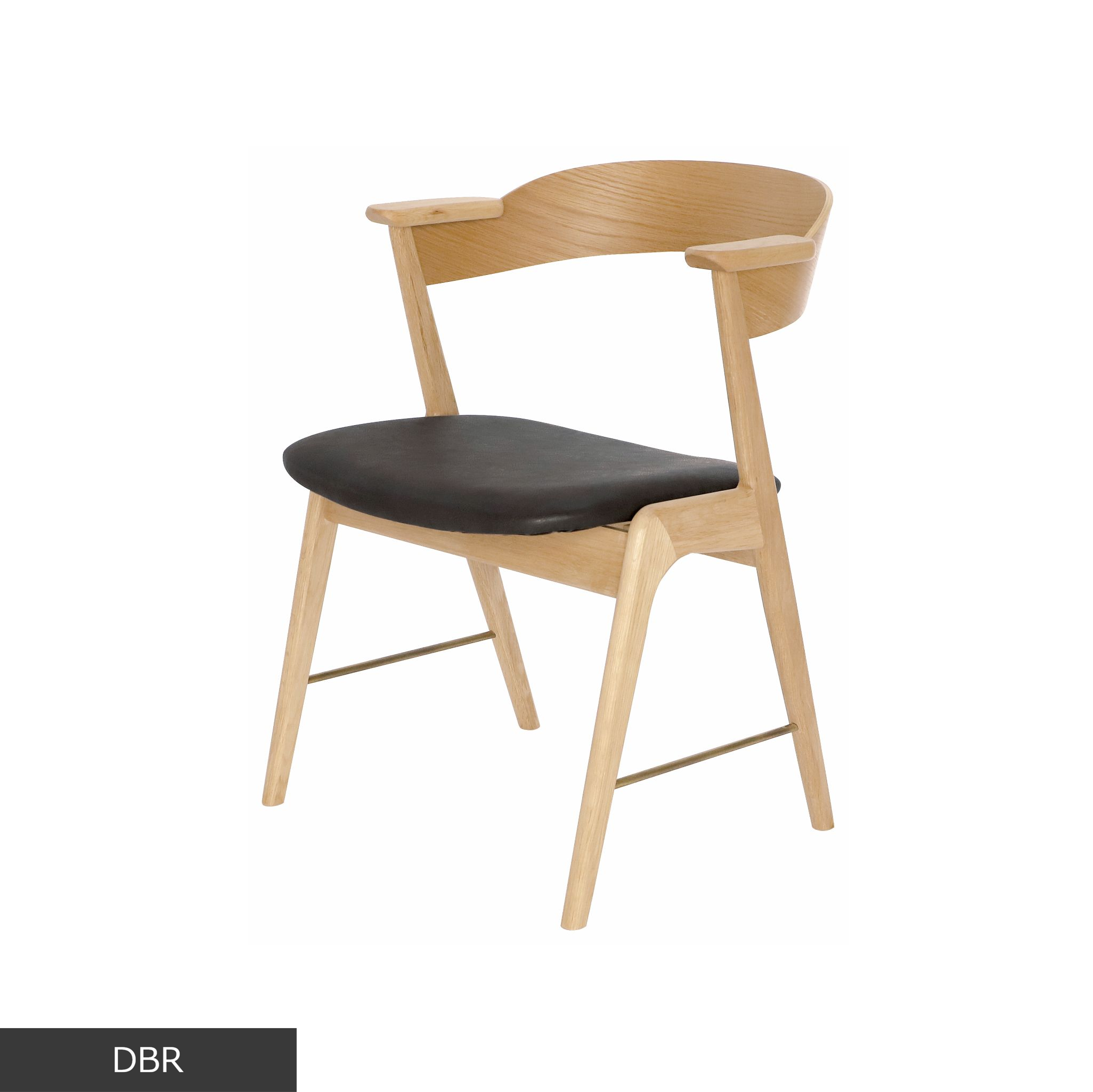 danis short arm chair wood x brass NT