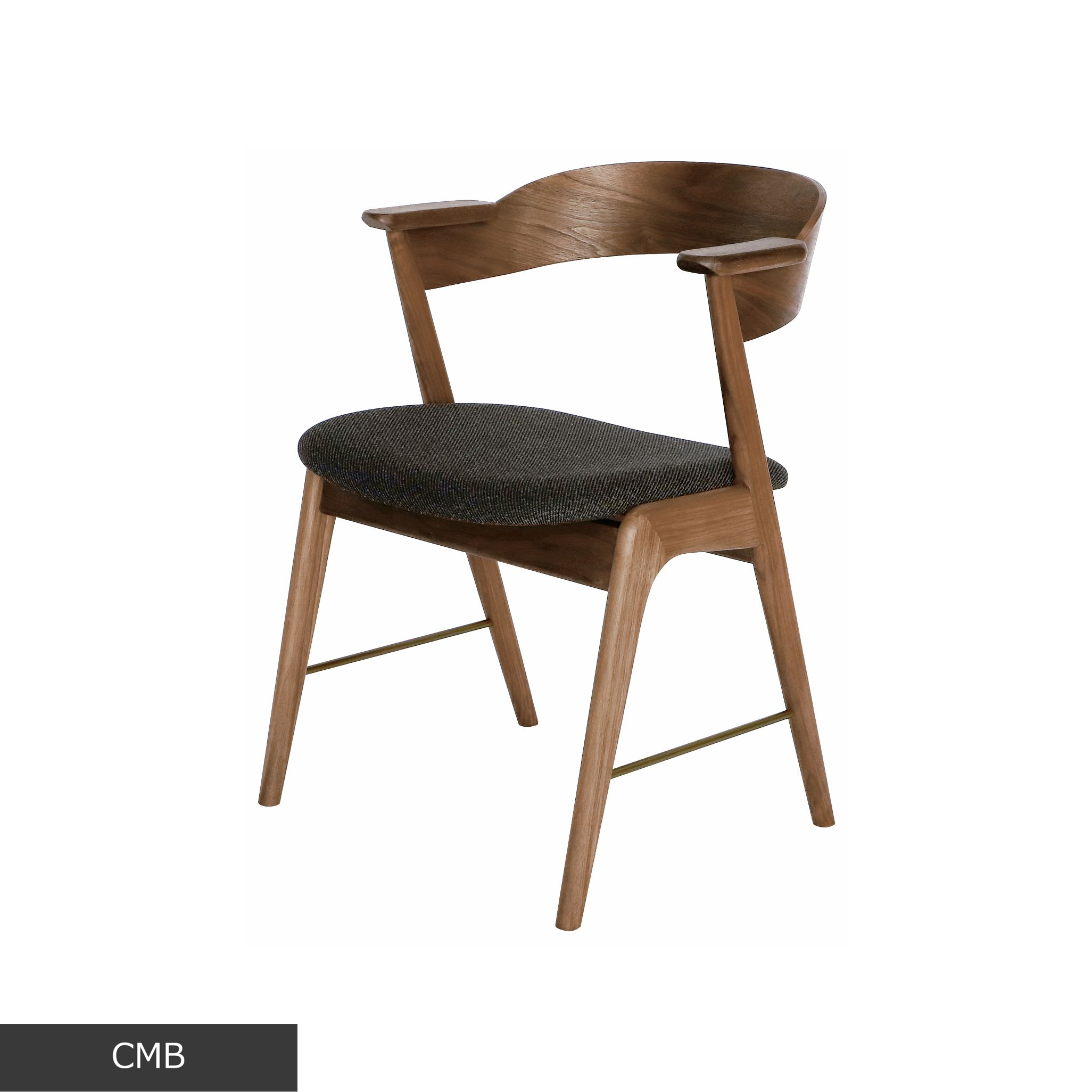 danis short arm chair wood x brass WN