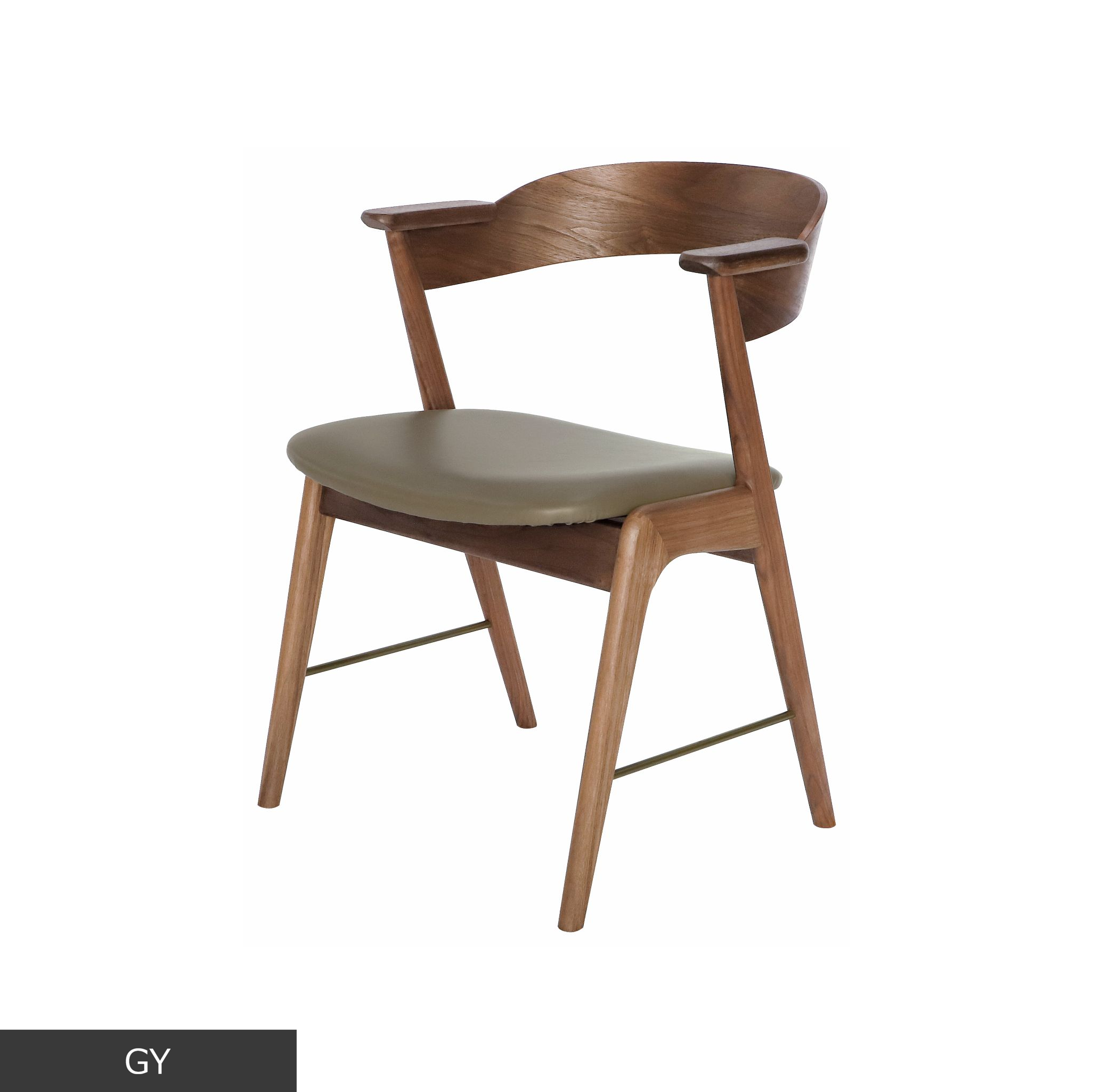 danis short arm chair wood x brass WN