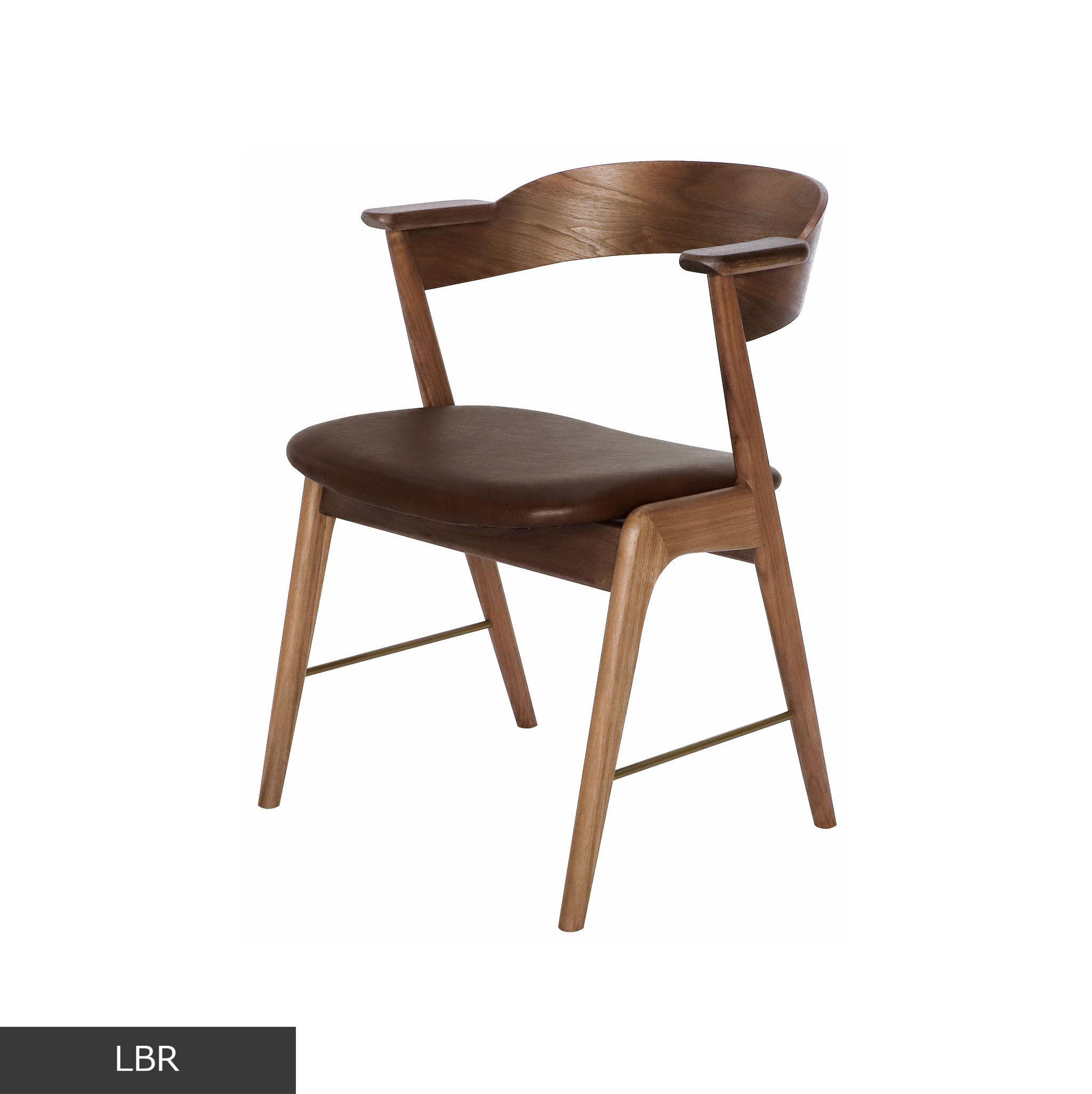 danis short arm chair wood x brass WN