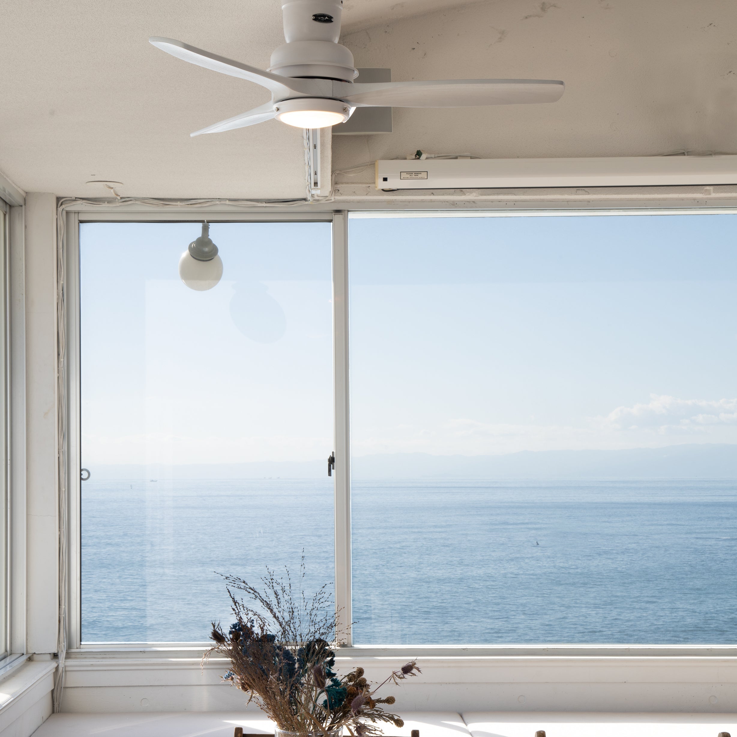 シーリングファン ウッド アイアン カフェ ホワイト