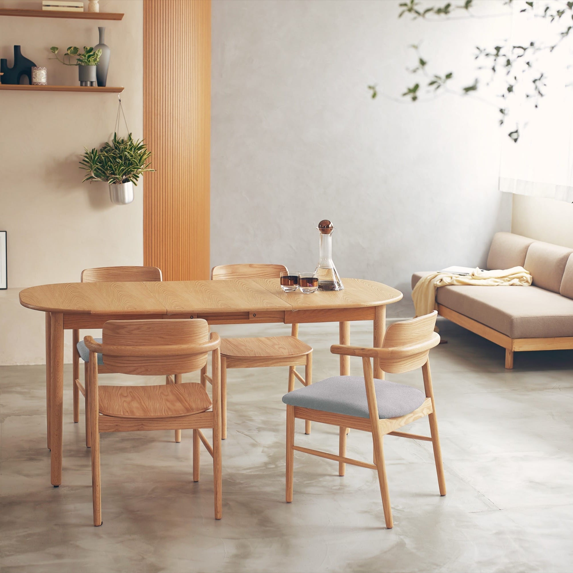 ダイニング 伸長式 エクステンションテーブル オーク