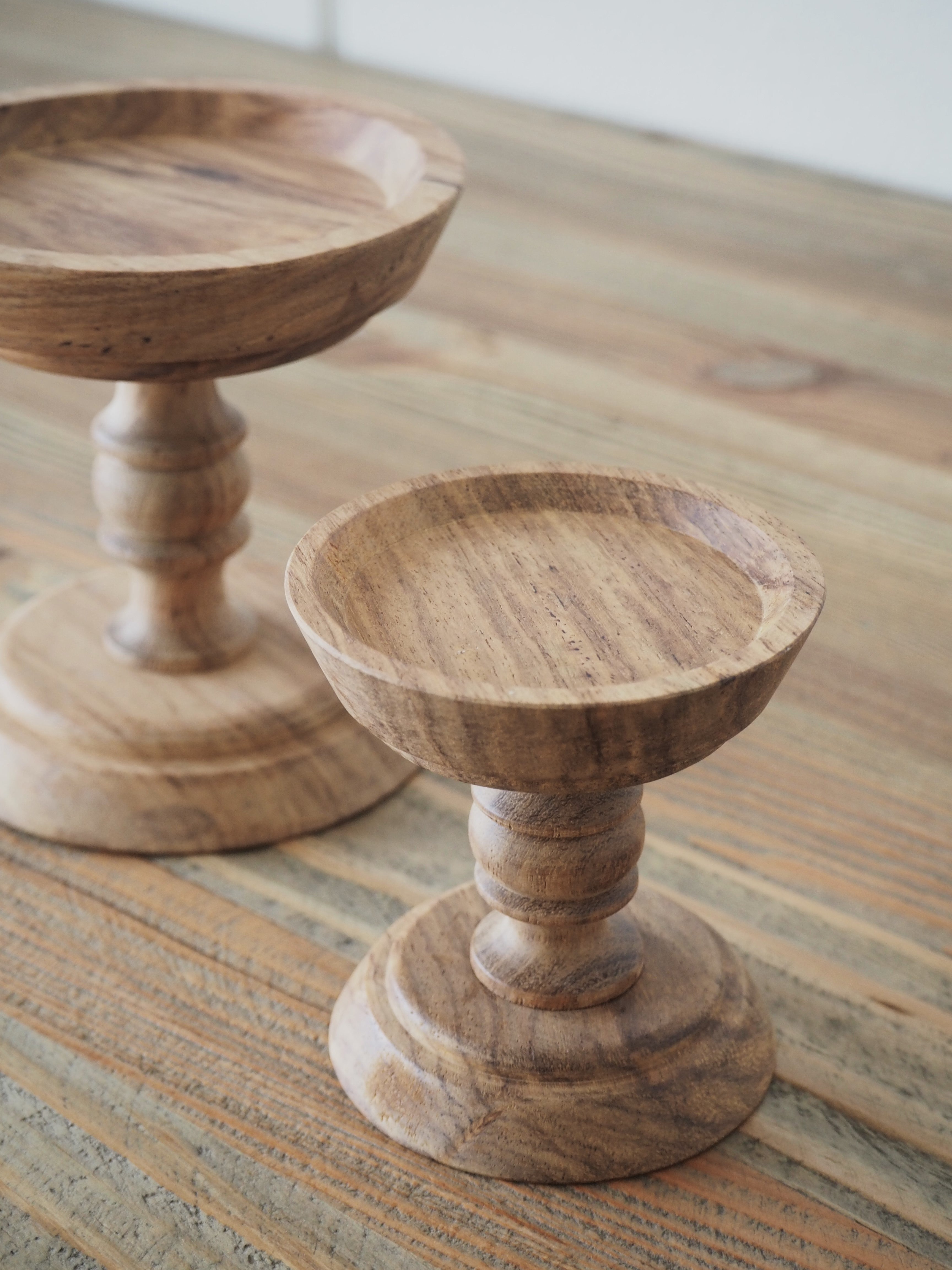 WOOD CANDLE STAND COMPOTE