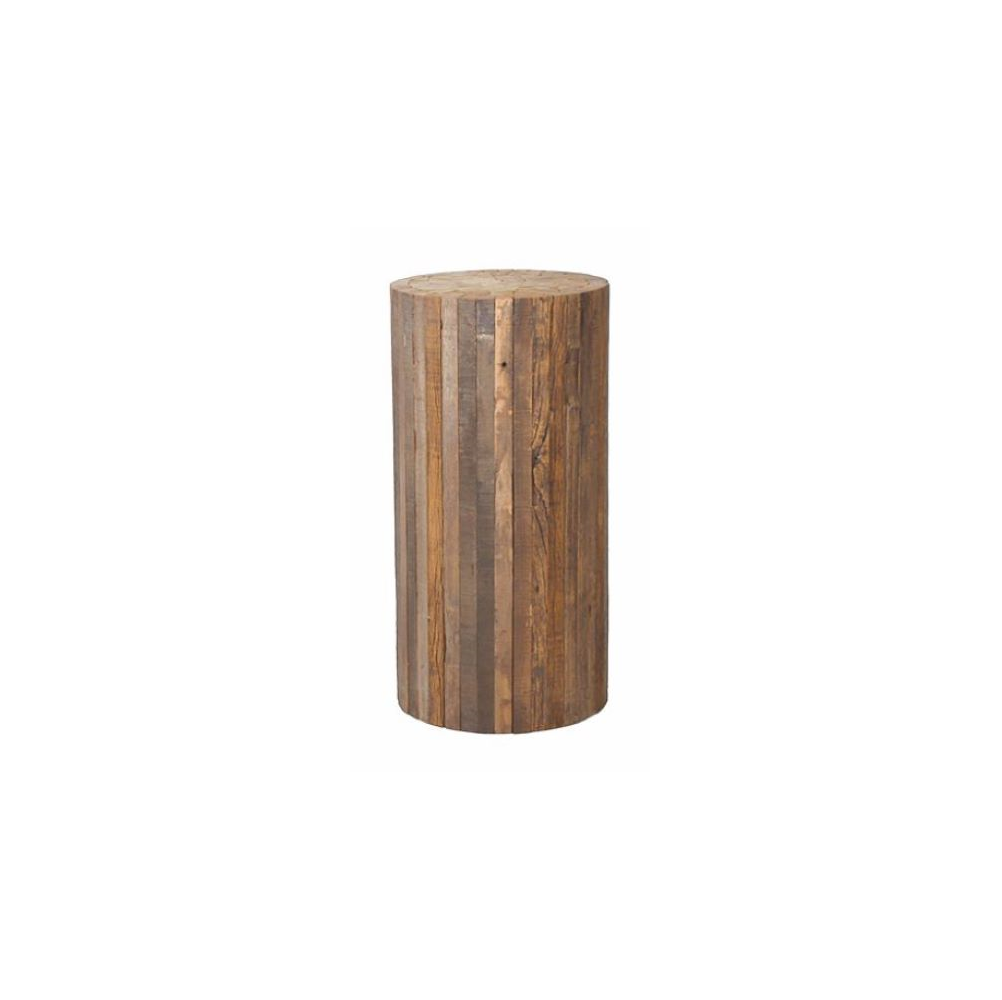 Collected-wood round high stool